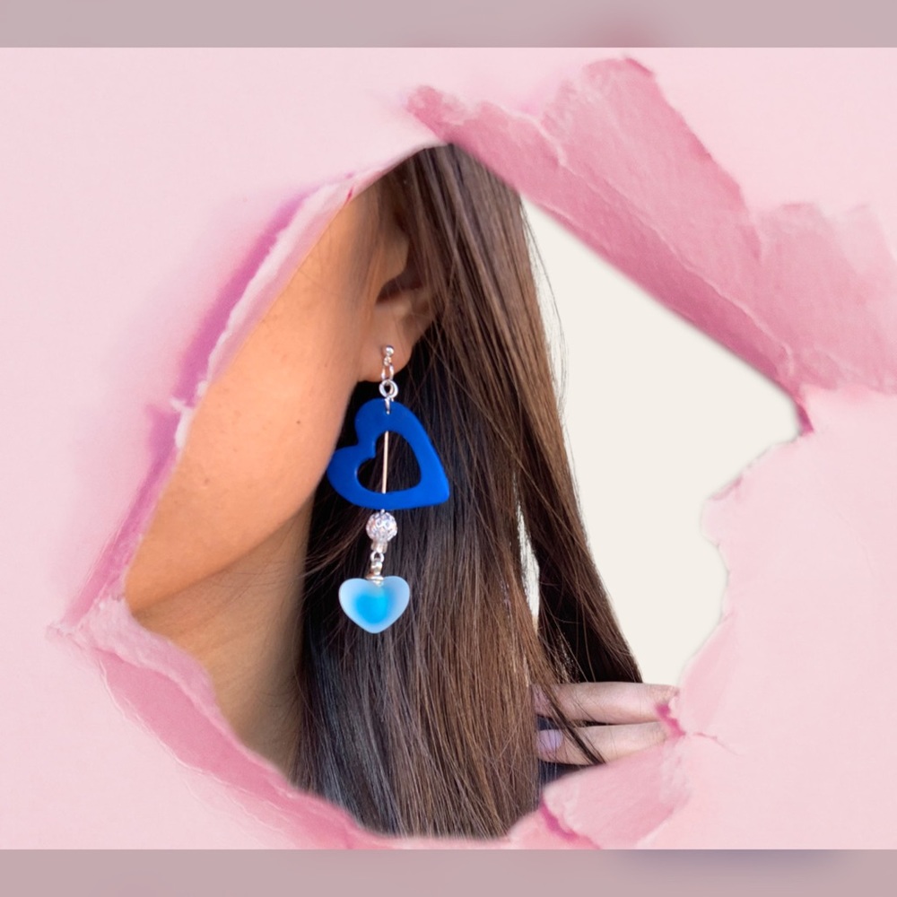 sterling silver|heart drop earrings|handmade earrings|gift ideas